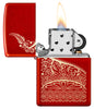 Indian Wedding Dress Pattern Design Windproof Pocket Lighter with its lid open and lit