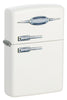Front shot of Retro Fridge Texture Print White Matte Windproof Lighter standing at a 3/4 angle.