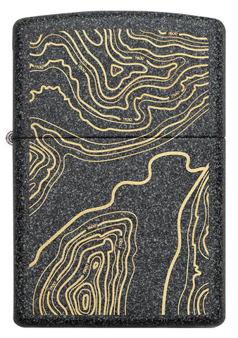 Front view of Topo Map Design Iron Stone Windproof Lighter