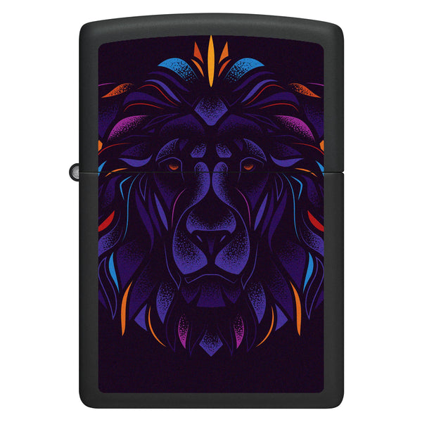 Front shot of Lion Design Windproof Lighter.