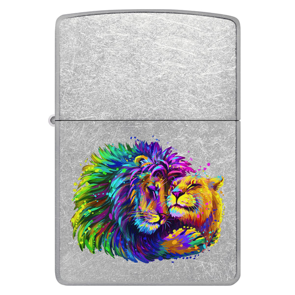 Front shot of Lion Design Windproof Lighter.