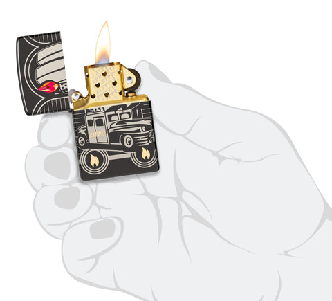 Zippo Car 75th Anniversary Collectible Armor High Polish Black Windproof Lighter in its collectible packaging.