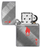 Flame Ace Design Diagonal Weave Windproof Lighter with its lid open and unlit.
