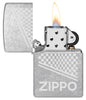 Zippo Design Windproof Lighter with its lid open and lit.