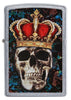 Front view of Skull King Design Street Chrome™ Windproof Lighter.