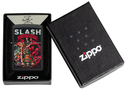 Slash Design Black Matte Windproof Lighter in it's packaging.
