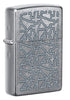 Front shot of Geometric Pattern Design Windproof Lighter standing at a 3/4 angle.