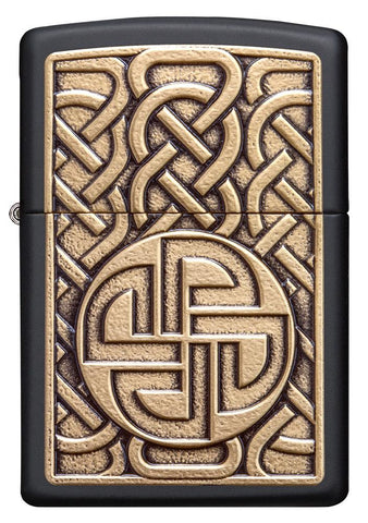 Front of Norse Emblem Design Black Matte Windproof Lighter