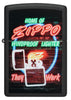 Front shot of Neon Sign Design Black Matte Windproof Lighter.