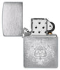 Zippo Spade Skull Design Windproof Lighter with its lid open and unlit.
