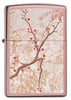 Front shot of Eastern Design Cherry Blossom High Polish Rose Gold Windproof Lighter.