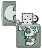 Zippo Skull Design Windproof Lighter with its lid open and unlit.