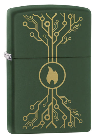 Flame Tech Design Green Matte Windproof Lighter
