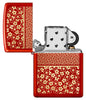 Zippo Kimono Inspired Design Windproof Lighter with its lid open and unlit.