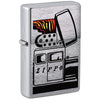 Front shot of Zippo Car Design Windproof Lighter standing at a 3/4 angle.