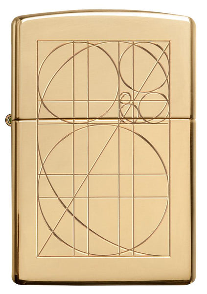 Front of Golden Ratio Armor® High Polish Brass Windproof Lighter