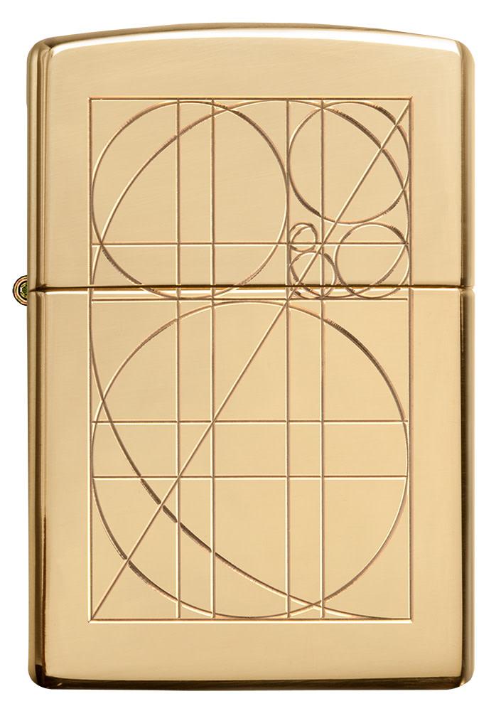 Front of Golden Ratio Armor® High Polish Brass Windproof Lighter