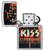 KISS Design End of the Road Tour Street Chrome™ Windproof Lighter with its lid open and unlit.