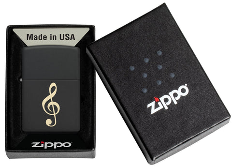 Zippo Muscial Note Windproof Lighter in its packaging.