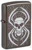 Front shot of Skull Spider Design Windproof Lighter standing at a 3/4 angle.
