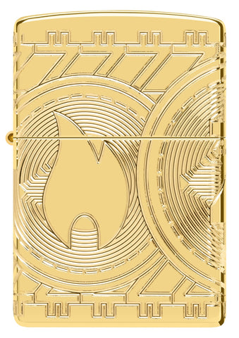 Front view of Currency Design Armor® High Polish Gold Windproof Lighter.
