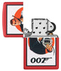 James Bond 007™ Vintage Design Red Matte Windproof Lighter with its lid open and unlit.