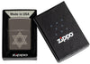 Star of David Design Black Ice® Windproof Lighter in its packaging.