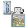 Colosseum Design Windproof Lighter with its lid open and unlit.