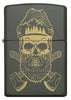 Front of Outdoor Skull Design Green Matte Windproof Lighter
