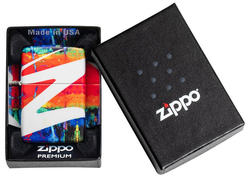 Drippy Z Design 540 Color Windproof Lighter in its packaging.