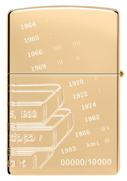 Back view of Zippo 2023 Founder's Day Collectible Armor High Polish Brass Windproof Lighter.