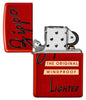 Zippo Red Box Top Design Metallic Red Windproof Lighter with its lid open and unlit