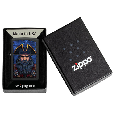Pirate Blacklight Design Windproof Lighter in its packaging.