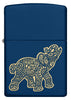 Front shot of Lucky Elephant Design Navy Matte Windproof Lighter.
