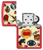 Zippo Tattoo Design Windproof Lighter with its lid open and unlit.