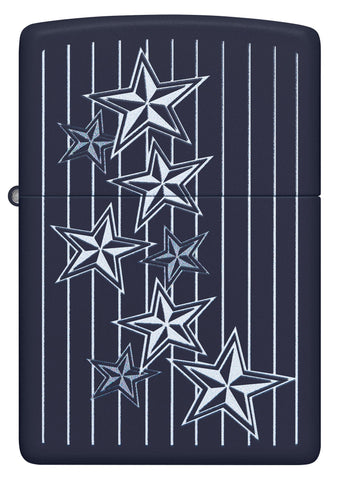 Front shot of Americana Star Design Navy Matte Windproof Lighter.