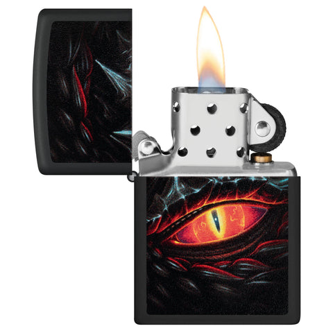 DragonEye Design Windproof Lighter with its lid open and unlit.