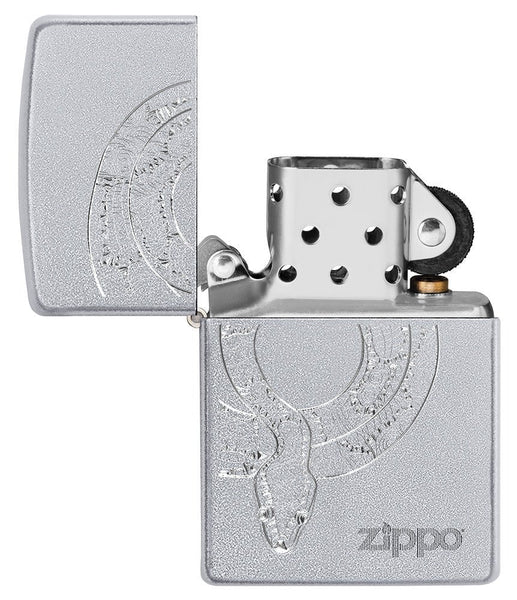 Snake Design Windproof Pocket Lighter open and unlit.