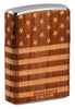 Back shot of WOODCHUCK USA American Flag Wrap Windproof Lighter standing at a 3/4 angle