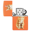 Cat Design Windproof Lighter with its lid open and unlit.