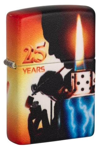 Front shot of Mazzi® 25th Anniversary 540 Color Windproof Lighter standing at a 3/4 angle.